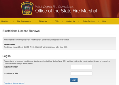 Electrician License Renewal System